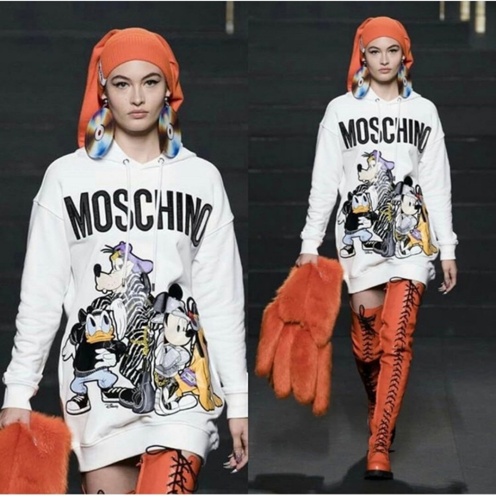 Moschino H&M Hooded Sweatshirt Dress sz Small